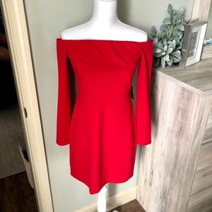 Express Red off the shoulder dress